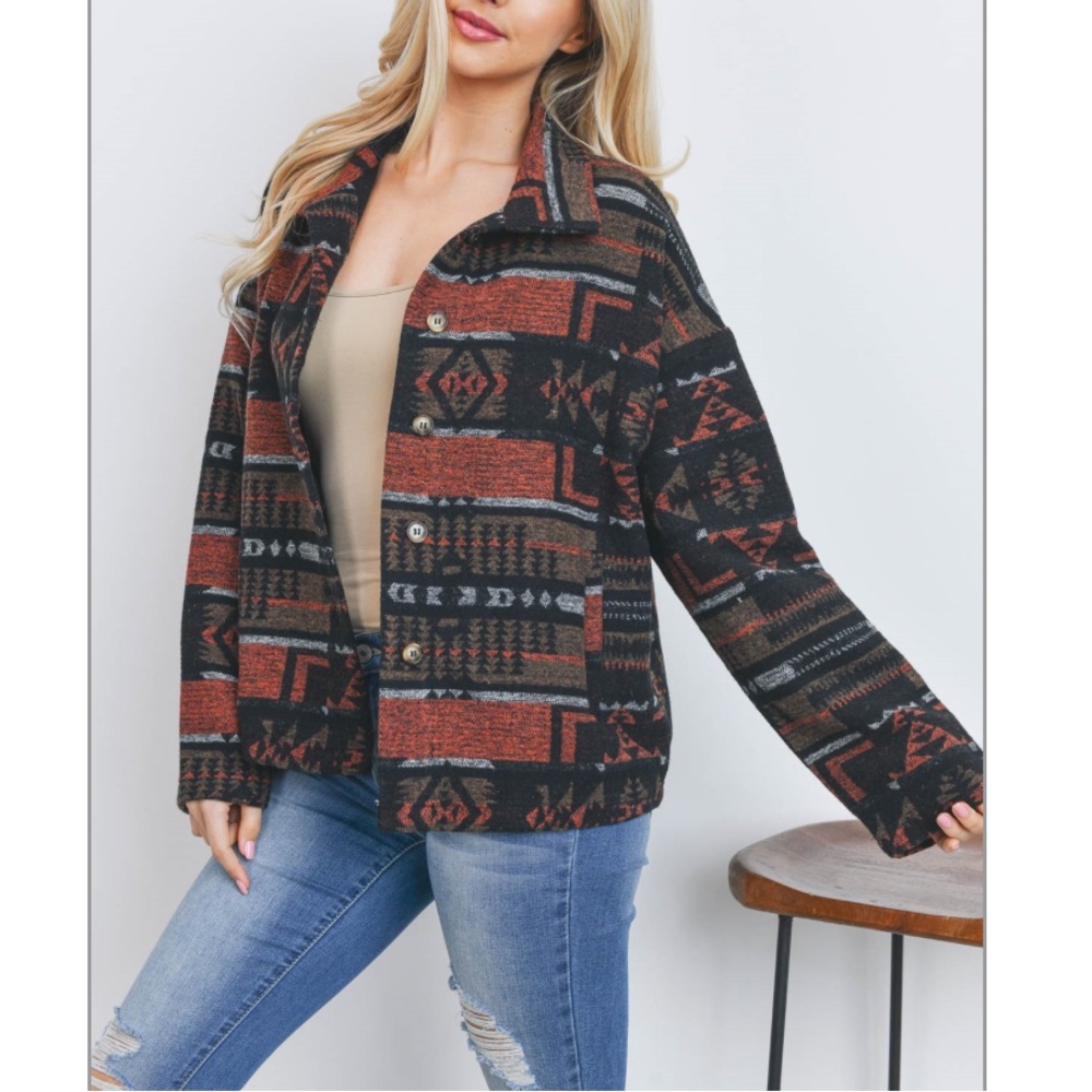 Aztec Print Button Up Jacket Size S - image 1